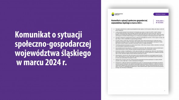 Komunikat o sytuacji społeczno-gospodarczej województwa śląskiego w marcu 2024 r. - 1 strona